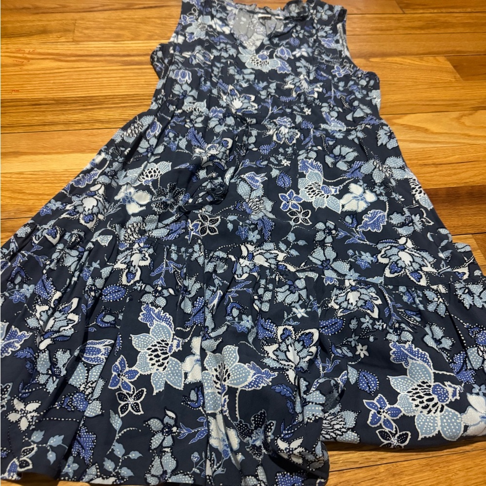 GAP Navy and White Floral Midi Dress